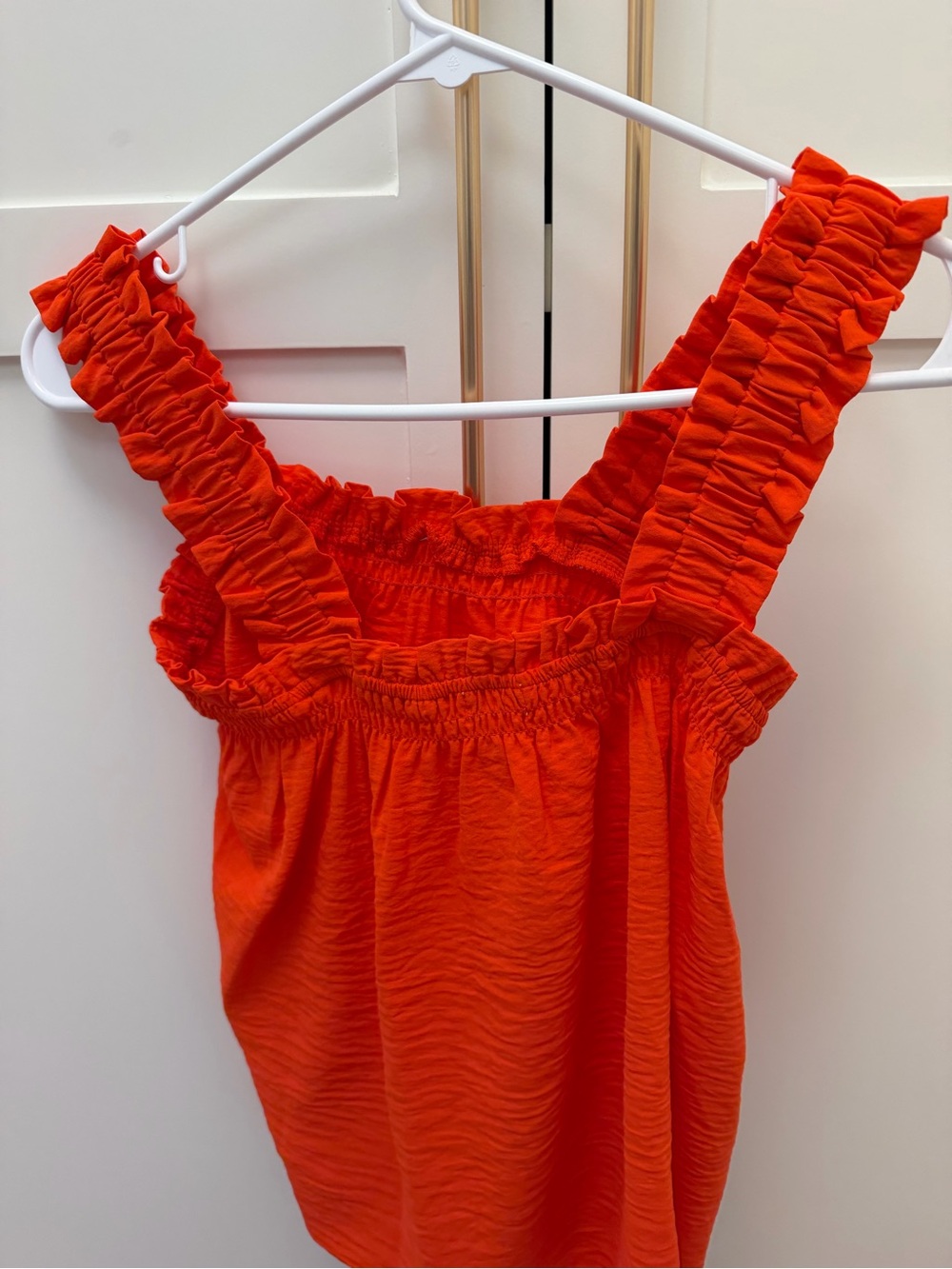 Copper Key Vibrant Orange Ruffled Strap Tank - Picture 2 of 3